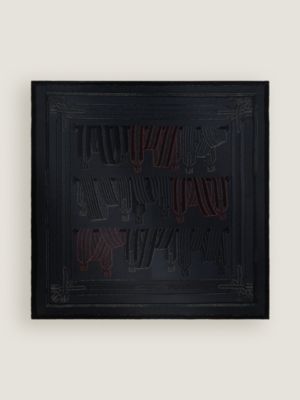 Les Sangles embroidered scarf 90 - Black | Hermès USA